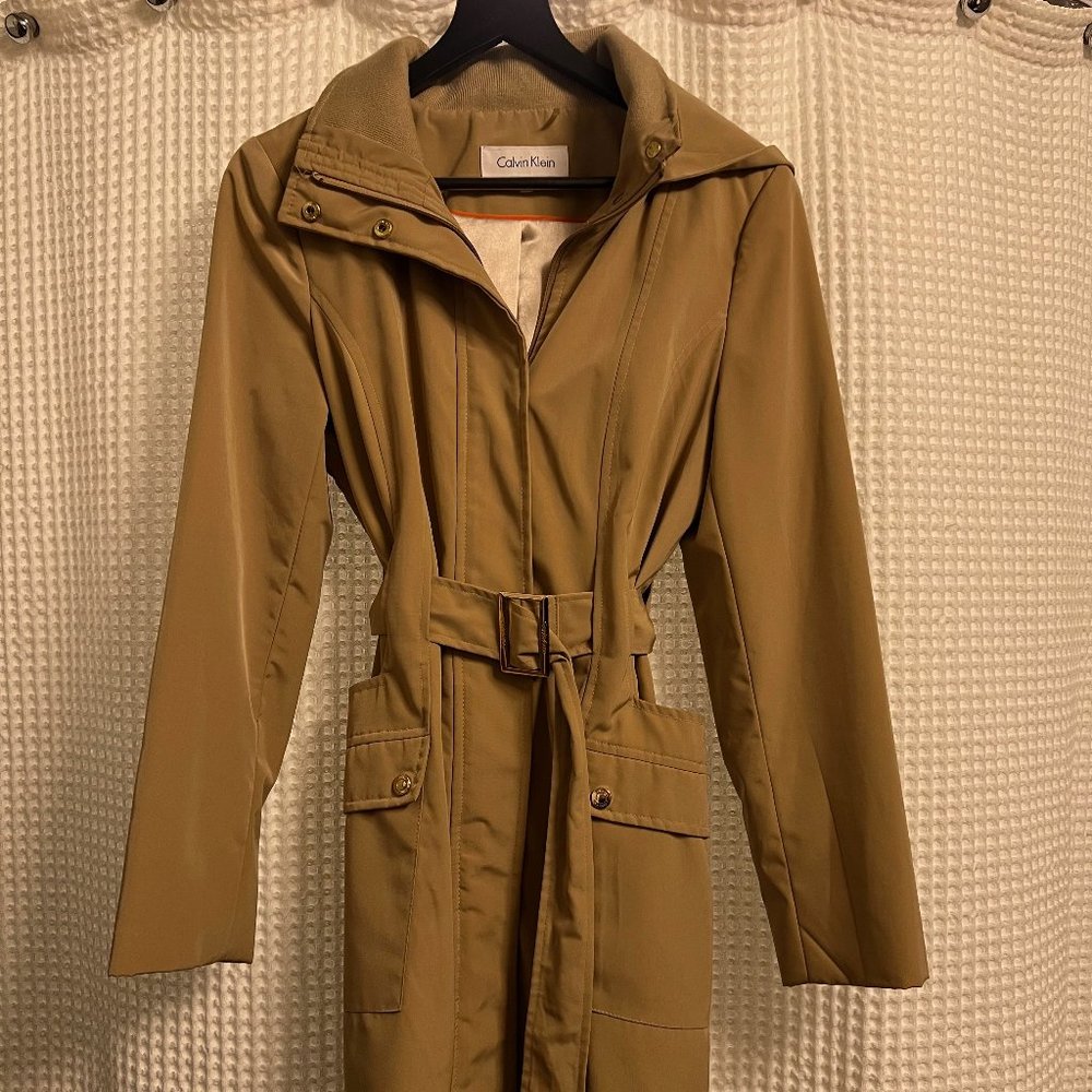 Calvin Klein Knee-Length Rain Jacket - Khaki - Medium